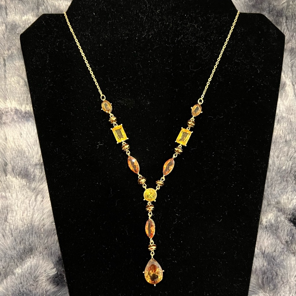 Fashion Gold Necklace with Amber Look Stones